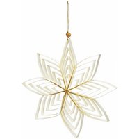Spetebo Dekostern Weihnachtsstern 3D aus Papier weiß   15 cm / klein  1 St.  Weihnachts Deko Hänger mit goldenem Glitzer   Advent Winter Dekoration