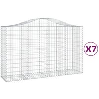 vidaXL Gabionenzaun  Gabionen mit Hochbogen 7 Stk. 200x50x120/140cm Verzinktes Eisen