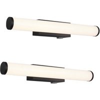 TRIO Leuchten Spiegelleuchte  LED fest integriert  Warmweiß  2er Set Wand lampe mit Schalter Badlampen Gäste WC Schwarz Breite 40cm