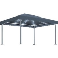 vidaXL Partyzelt Pavillon mit LED Lichterkette 400x300 cm Anthrazit Aluminium