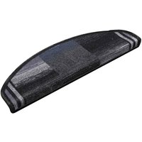 vidaXL Stufenmatte Treppenmatten Selbstklebend 15 Stk. Schwarz und Grau 65x21x4 cm  Rechteckig  Höhe: 4 mm