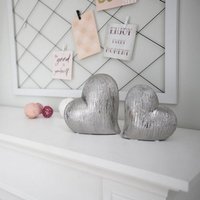 BURI Dekofigur Keramik Deko Herz Silber Figur Skulptur Dekoelement Tischdeko Raumdeko