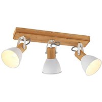 Lindby Strahler Merela  Skandinavisch  Metall  Kiefernholz  Holz hell  weiß  3 flammig  E14