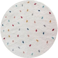 my home Kinderteppich Odan  Hochflor Teppich  rund  Höhe: 20 mm  bunte Punkte Teppiche  weich  Wohnzimmer  Kinderzimmer