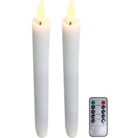 BURI Tafelkerze LED Wachs Tischkerzen 2er Set warmweiß 24 5cm Tafelkerzen Spitzkerzen