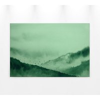 Grünes Leinwandbild im Nebel