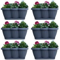 BURI Blumenkasten 6er Set 40cm Blumenkasten Pflanzkasten Anthrazit mit Bewässerung