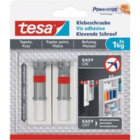 tesa Klebeband Klebeschraube für Tapeten und Putz  1kg  verstellbar VE 2 Stück weiß
