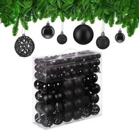 relaxdays Weihnachtsbaumkugel Weihnachtskugeln im 150er Set  Schwarz