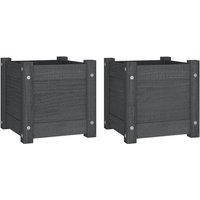vidaXL Pflanzkübel  Pflanzkasten 2 Stk. Grau 31x31x31 cm Massivholz Kiefer