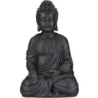 relaxdays Buddhafigur Buddha Figur sitzend 40 cm  Dunkelgrau