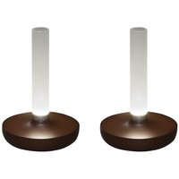 KONSTSMIDE LED Außen Tischleuchte  USB Ladefunktion  LED fest integriert  warmweiß  2er Set Outdoor Tischlampe ohne Kabel & Strom  Außenlicht Höhe 20cm