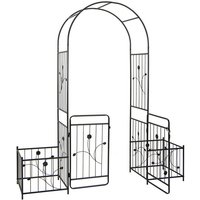 COSTWAY Rosenbogen  1 St.  mit Tür & 2 Pflanzgefäßen  aus Metall  202 x 50 x 220 cm