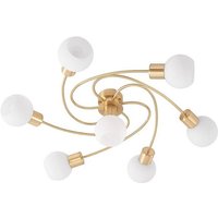 Lindby Deckenleuchte Ciala  dimmbar  Leuchtmittel nicht inklusive  Modern  Glas  Eisen  messing  weiß  7 flammig  E14  Deckenleuchte