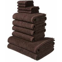 my home Handtuch Set Inga  Duschtücher  Handtücher  Gästetücher  Seiftücher  Walkfrottee  10 St   Handtücher mit feiner Bordüre  100% Baumwolle  einfarbig  weich