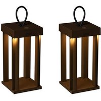 KONSTSMIDE LED Außen Tischleuchte  LED fest integriert  warmweiß  2er SET per USB aufladbare Akku Bodenleuchten ohne Strom kabel  H 42cm