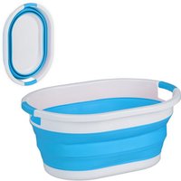 relaxdays Wäschekorb Faltbarer Wäschekorb 24 Liter  Blau