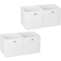 relaxdays Aufbewahrungsbox 4 x Aufbewahrungsbox Stoff weiß