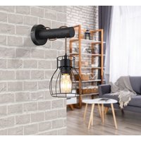 Globo Wandleuchte Wandleuchte Wandlampe Wohnzimmer Flur Metall Holz schwarz matt