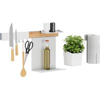 tesa Hakenleiste tesa Küchen Organizer Kombi Set L   selbstklebende Küchenleiste   Komplett Set  7 St.  inkl. Kräutertopf  2 Ablagen  Messer  und Rollenhalter  Hakenleiste   Flexible Organisationsleiste für die Küche  Montage ohne Bohren