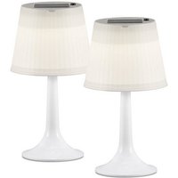KONSTSMIDE LED Solarleuchte  LED fest integriert  neutralweiß  2er Set Outdoor Solarlicht Tischlampe kabel los ohne Strom Weiß H 36cm