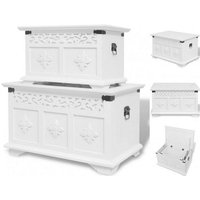 vidaXL Truhe Aufbewahrungsbox Holzkiste mit Deckel Sitztruhe 2 Stück Weiß