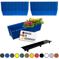 BURI Pflanzkübel Europaletten Blumenkasten Blau 12 Stück zum Einlassen Pflanzkasten