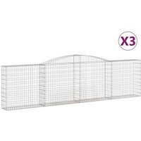 vidaXL Gabionenzaun  Gabionen mit Hochbogen 3 Stk. 400x30x100/120cm Verzinktes Eisen