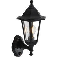 Lindby Außen Wandleuchte Nane  dimmbar  Leuchtmittel nicht inklusive  Antik  Polycarbonat  Glas  Schwarz  RAL 9005   1 flammig mit