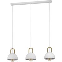 EGLO LED Hängeleuchte Calmanera  Leuchtmittel exklusive  Hängeleuchte   L90 x B20 x H110 cm   weiß  messing   3X40W exkl.