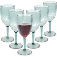 Spetebo Weinglas Mehrweg 350 ml transparent grün 6er Set  Kunststoff  Camping Weinkelch wiederverwendbar