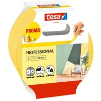 tesa Kreppband PROFESSIONAL Malerband  Spar Set  2 St  Abklebeband / Kreppband für sauberes Abkleben bei Malerarbeiten   gelb
