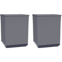 vidaXL Blumentopf Pflanzkübel 2 Stk. Dunkelgrau 30x30x37 cm Polypropylen  2 St 