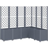 vidaXL Blumentopf Pflanzkübel mit Rankgitter Grau 160x120x140 cm PP  1 St 