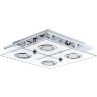 EGLO LED Deckenleuchte Cabo  Leuchtmittel inklusive  Wand /Deckenleuchte   L29 x B29 x H7 cm   chrom   4X2 8W inkl.
