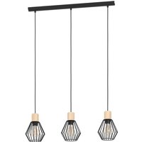 EGLO LED Hängeleuchte Palmorla  Leuchtmittel exklusive  Hängeleuchte   L76 x B16 x H110 cm   schwarz  braun   3X60W exkl.