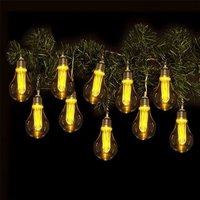 BURI Lichterkette Lichterkette mit 10 LED Glühbirnen und Timer Leuchtdeko Girlande orang