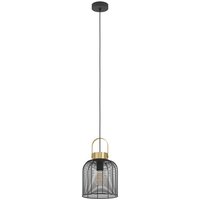 EGLO LED Hängeleuchte Roundham  Leuchtmittel exklusive  Hängeleuchte   H110 x Ø22cm   schwarz  messing gebürstet   1X40W exkl.