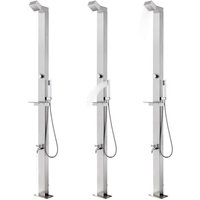 vidaXL Gartendusche  Bodendusche mit Grauer Bodenplatte 225 cm Edelstahl
