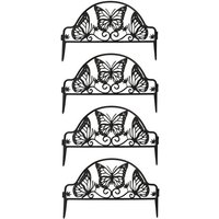 HTI Living Zierzaun Zierzaun Nessa Schmetterling 4 teilig Braun   Set  4 Zaunelemente   Beeteinfassung Kunststoff witterungsbeständig