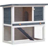 vidaXL Kleintierkäfig Kaninchenstall 1 Tür Grau Holz