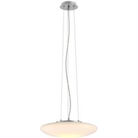 Lindby Pendelleuchte Gunda  dimmbar  LED Leuchtmittel fest verbaut  warmweiß  Modern  Glas  Metall  opalweiß  nickel satiniert  chrom  1 flammig