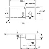 Villeroy & Boch Einbauspüle Keramikspüle 33372FFU  Siluet 60 R flat