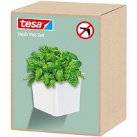 tesa Kräutertopf tesa Küchenzubehör Kräutertopf   selbstklebender Küchen Pflanzentopf  Komplett Set  2 St.  Pflanzentopf  Montageadapter  tesa Power.Kit Klebelösung  Wasserwaage   Wandhalterung für frische Kräuter in der Küche  Montage ohne Bohren