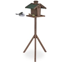 relaxdays Vogelhaus Braunes Vogelfutterhaus mit Ständer