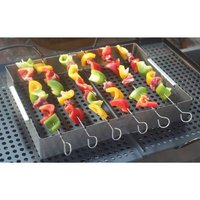 BURI Grillspieß 12x Schaschlik Aufsatz Edelstahl 34x26cm Schaschlikspieße Küche Hausha