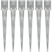vidaXL Einschlagbodenhülse Erdspieße 6 Stk Silbern 121289 cm Verzinkter Stahl