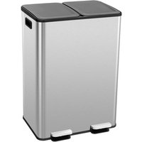 COSTWAY Mülleimer Inneneimer herausnehmbar  2 Fächer  2 x 30L  aus Edelstahl