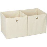 relaxdays Aufbewahrungsbox Aufbewahrungsbox Stoff im 2er Set  Beige