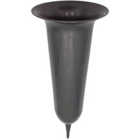 BURI Dekovase Grabvase silber Friedhofsvase Grabmalvase Grabdekoration Grabschmuck F